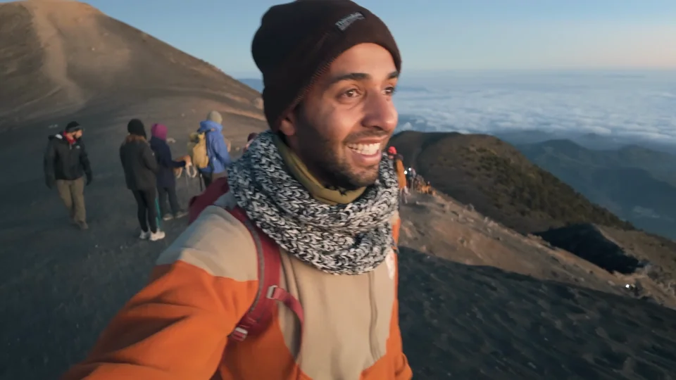 Hiking to the summit of Acatenango at sunrise with a group, Guatemala