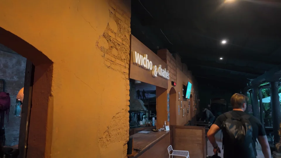 Wicho and Charlie's sign at their tour office in Antigua, Guatemala