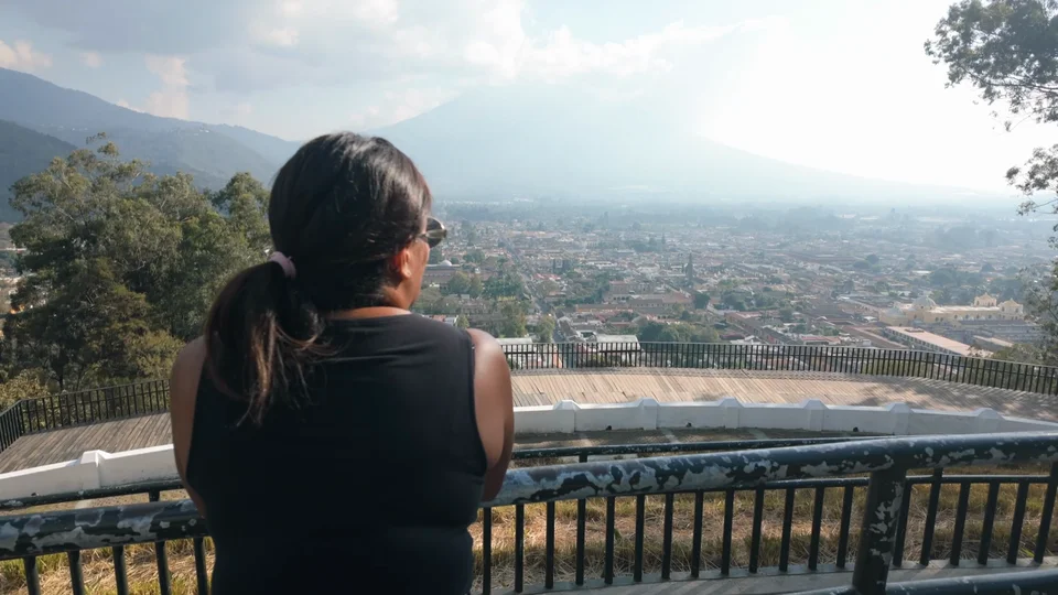 View over Antigua and the surrounding volcano from Cerro de la Cruz viewpoint