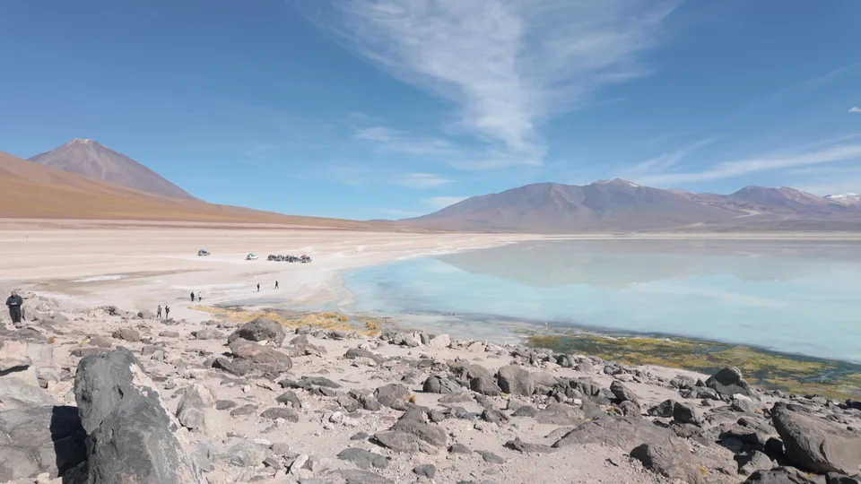 Laguna Blanca, a salt lake in the Bolivian altiplano near the Chile border