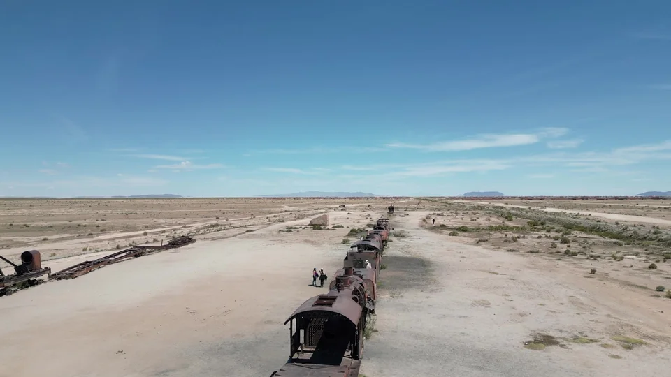 Abandoned steam locomotives at the Uyuni train cemetery, Bolivia