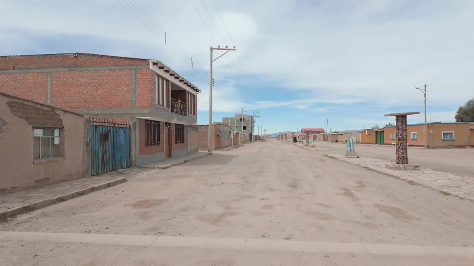 Quiet street in a remote village in the Bolivian altiplano