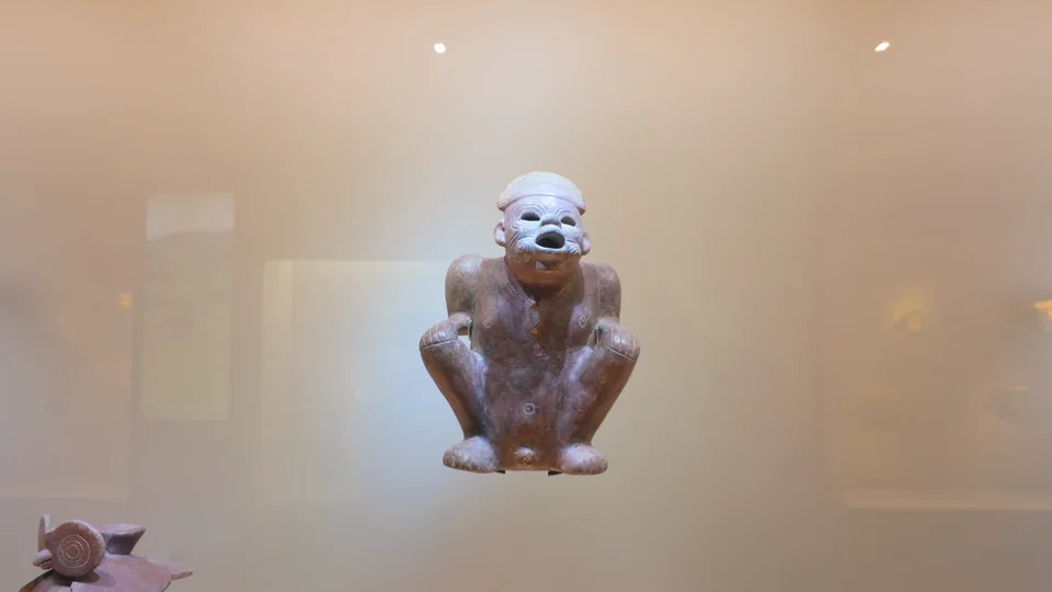 Ancient ceramic figurine on display at the Gold Museum (Museo del Oro), Bogotá
