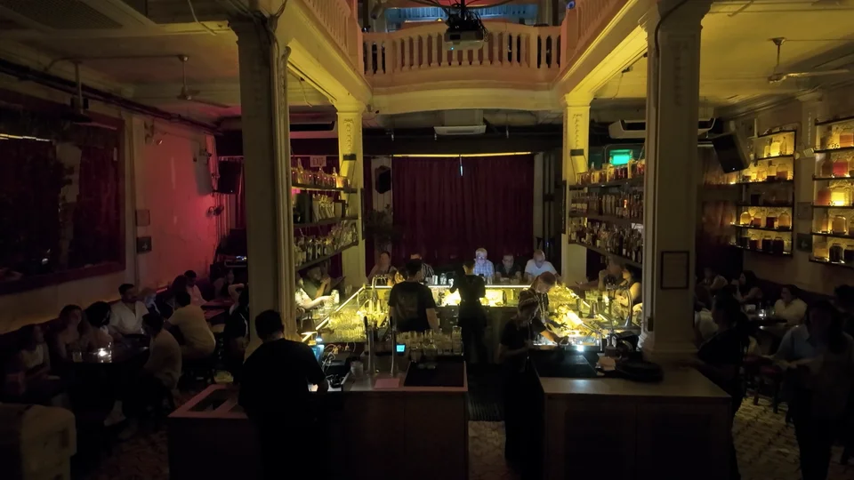 Interior of Alquímico bar in Cartagena, spread across multiple floors