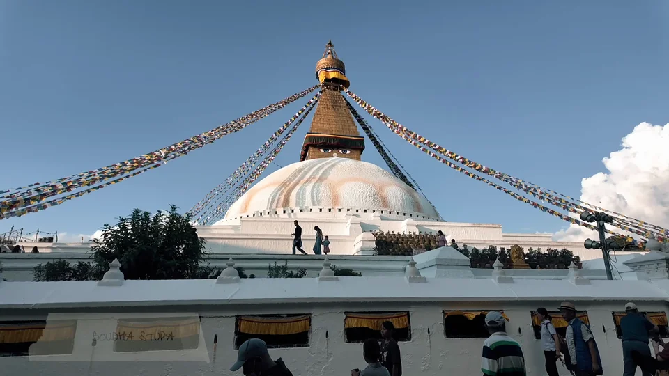 Boudhanath Stupa with prayer flags in Kathmandu, Nepal