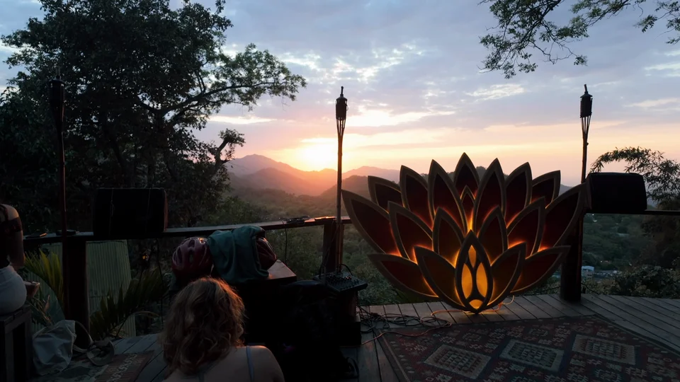 Sunset over the mountains from Casa Loma viewpoint in Minca, Colombia