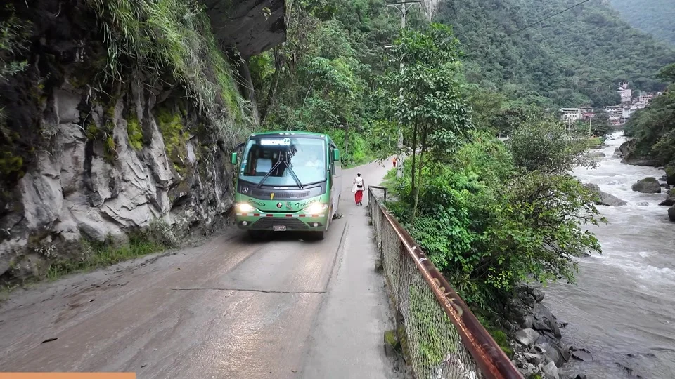 Bus on the road up from Aguas Calientes to Machu Picchu