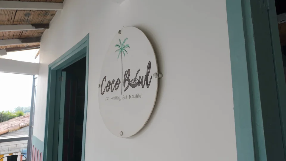 Coco Bowl cafe sign in Salento, Colombia