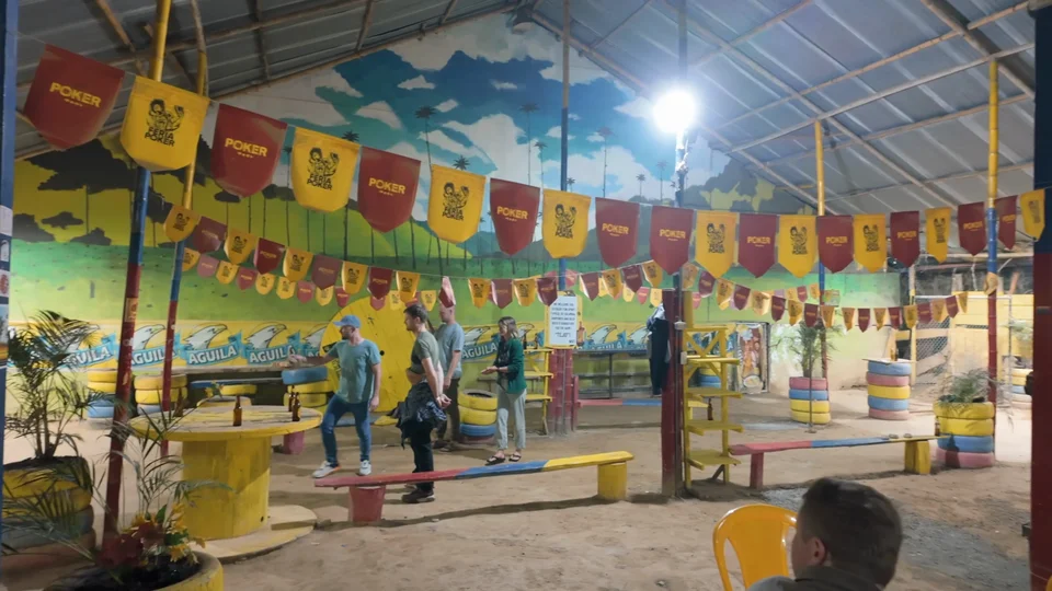 Tejo court at night in Salento, Colombia