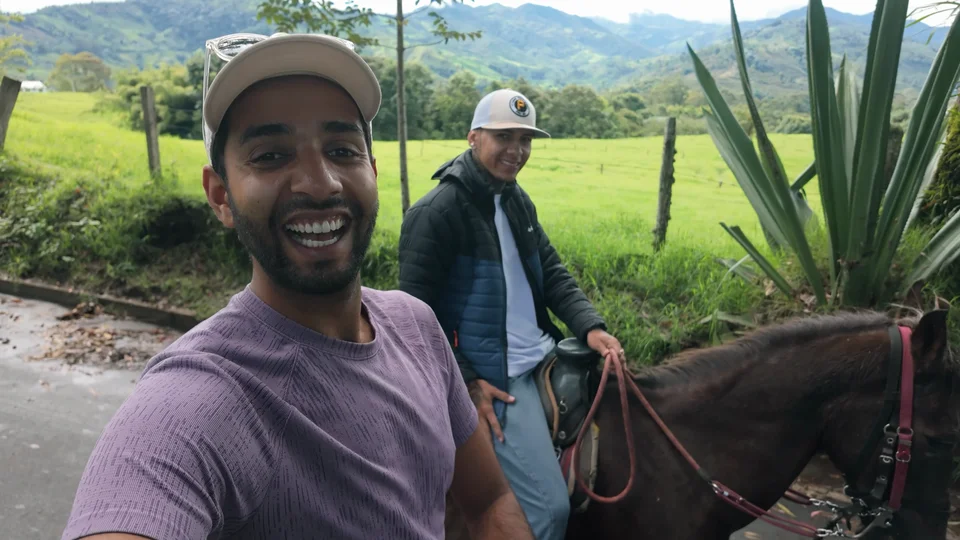 Horse riding through the countryside near Salento, Colombia