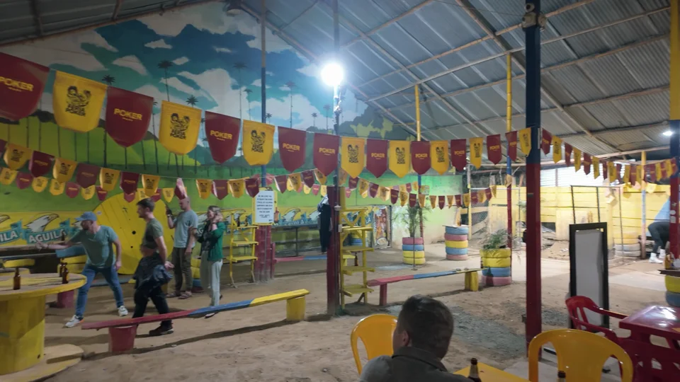 Playing tejo, Colombia's national sport, in Salento
