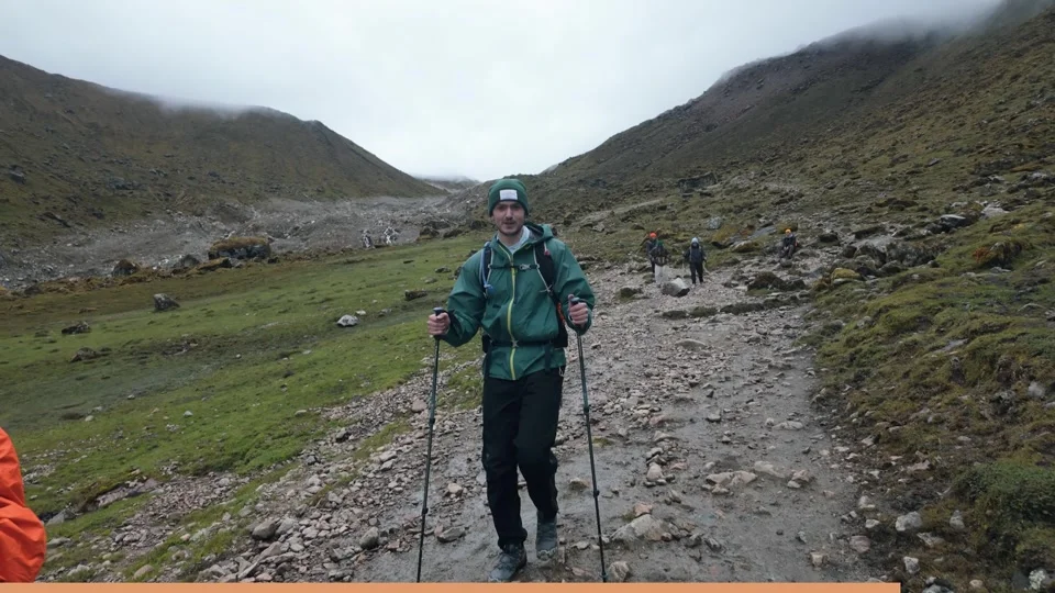 Hiking with trekking poles on the Salkantay Trek