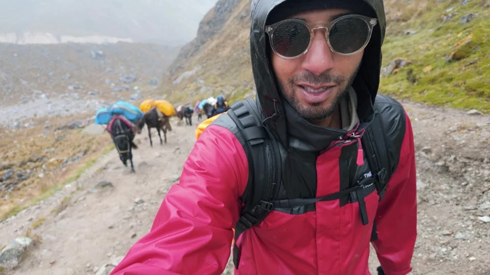 Hail storm crossing the Salkantay Pass