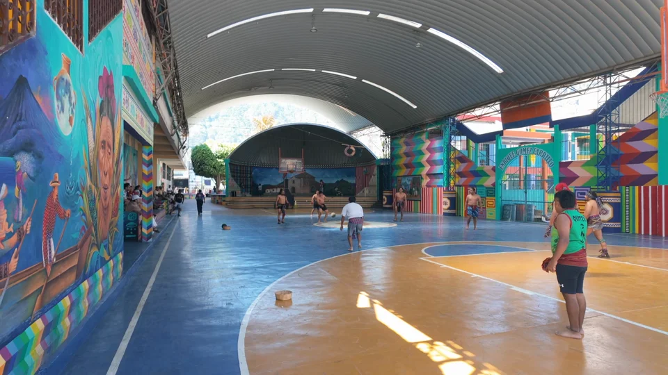 Traditional Pok-Ta-Pok ball game being played in San Juan La Laguna, Guatemala