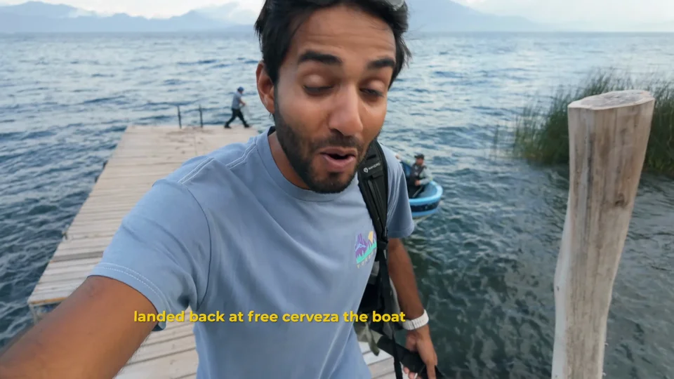 Preparing to cliff jump at Cerro Tzankujil, San Marcos, Lake Atitlán, Guatemala
