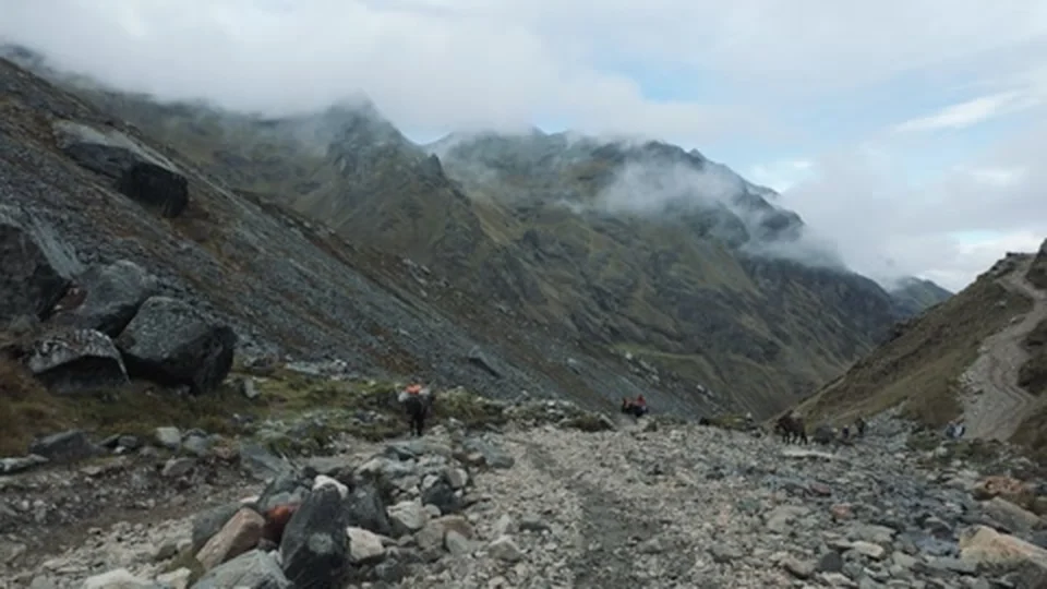 Hikers approaching Salkantay Pass