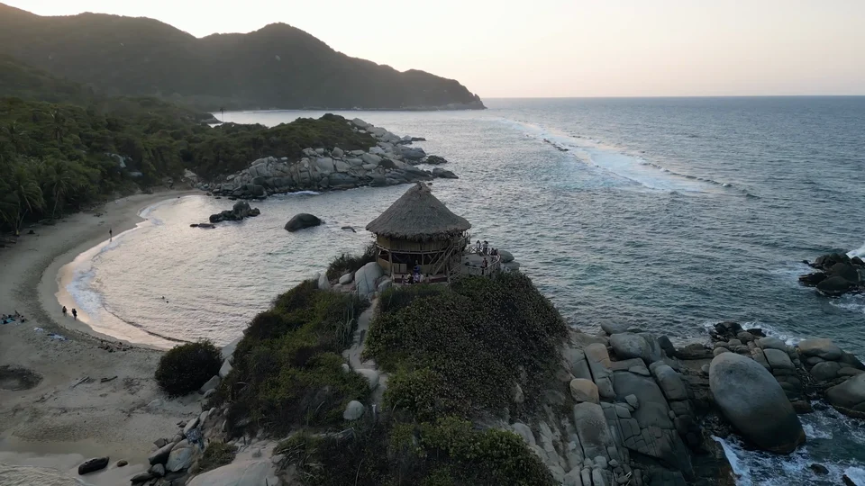 Aerial view of Cabo San Juan viewpoint in Tayrona National Park, Colombia