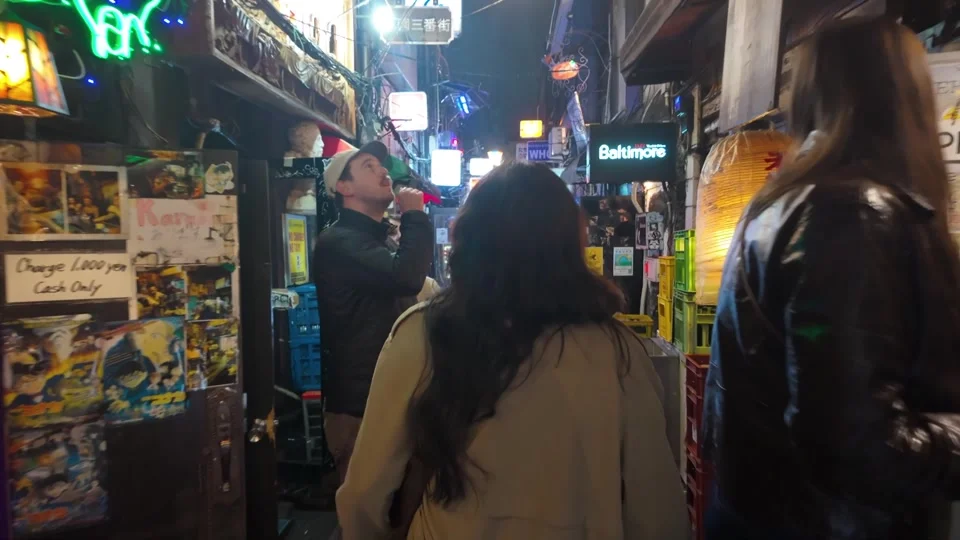 Narrow lantern lit alleyway in Omoide Yokocho, Shinjuku