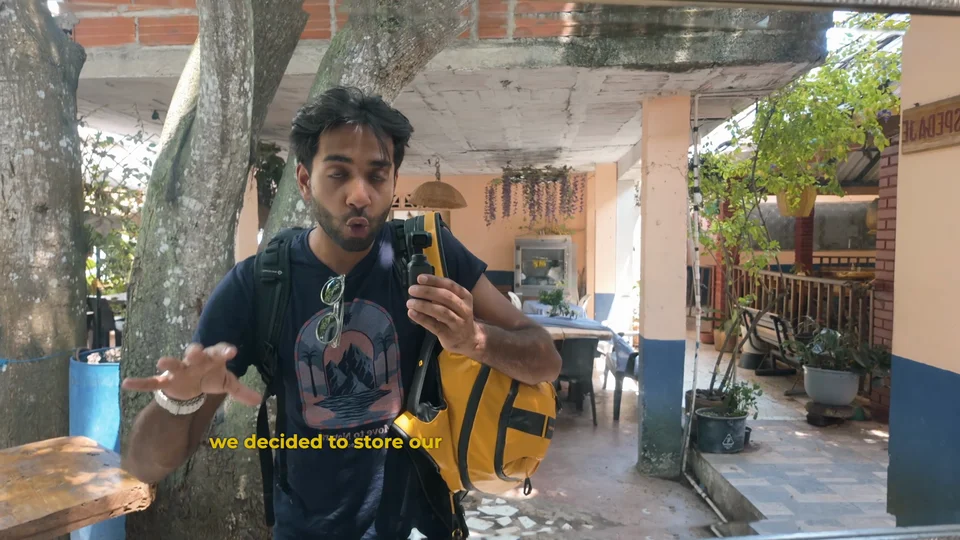 Storing backpacks at the entrance area before hiking into Tayrona National Park, Colombia