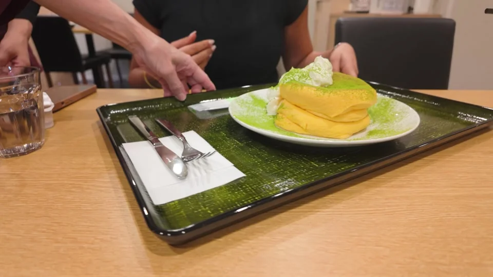 Matcha souffle pancakes at Matcha Cafe and Studio, Ginza