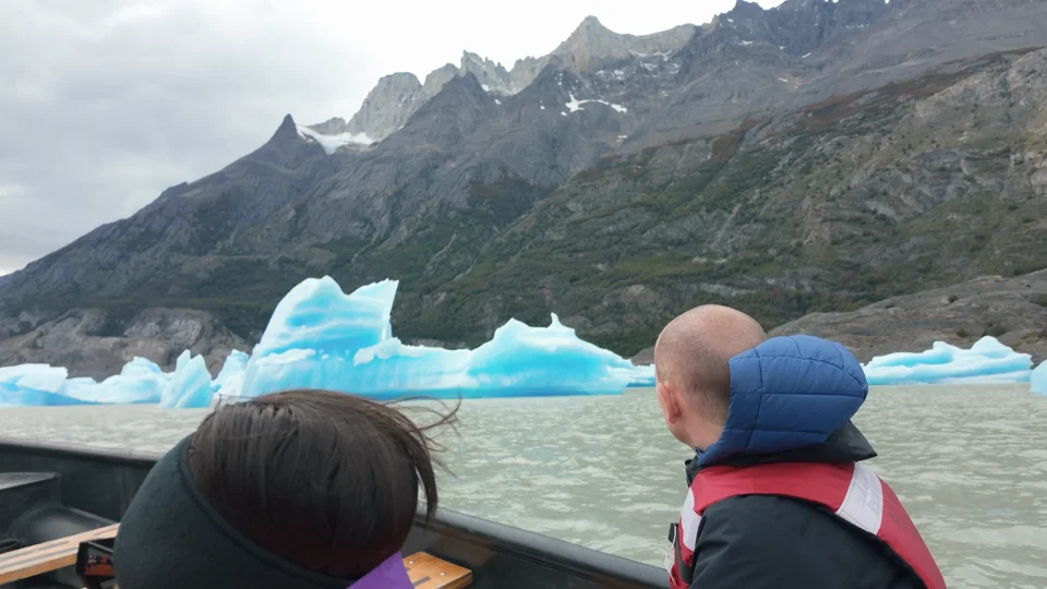 Iceberg floating near the Grey Glacier, seen from the boat, Patagonia